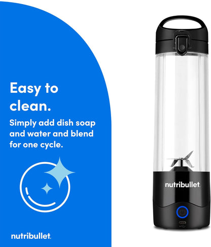 nutribullet Licuadora portátil, inalámbrico, recipiente de 20 onzas, licuadora personal, USB-C recargable, blanco, NBPB50100W