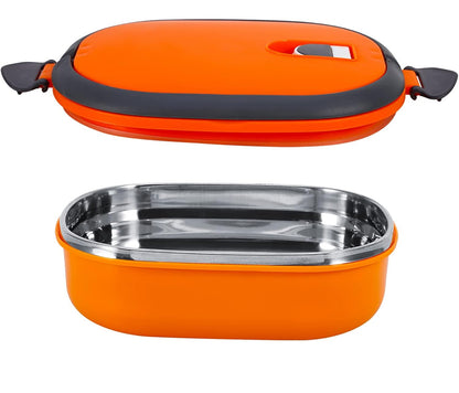 ZJchao Fiambrera térmica para alimentos calientes, de acero inoxidable, portátil, calentador de alimentos naranja (una sola capa)