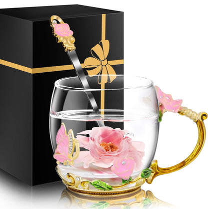 Juego de tazas de té de vidrio para mujer, taza bonita, Navidad, cumpleaños, ideas de regalo, nuevo paso, mamá, hija, hijo 