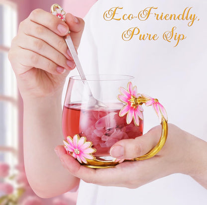 Juego de tazas de té de vidrio para mujer, taza bonita, Navidad, cumpleaños, ideas de regalo, nuevo paso, mamá, hija, hijo 