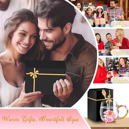Juego de tazas de té de vidrio para mujer, taza bonita, Navidad, cumpleaños, ideas de regalo, nuevo paso, mamá, hija, hijo 