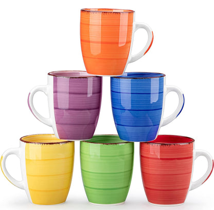 vancasso Bonita - Juego de 6 tazas de café de 12 onzas, tazas de café de cerámica para capuchino, café con leche, té, cacao
