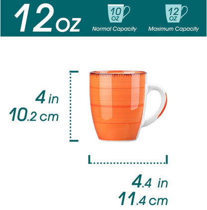 vancasso Bonita - Juego de 6 tazas de café de 12 onzas, tazas de café de cerámica para capuchino, café con leche, té, cacao