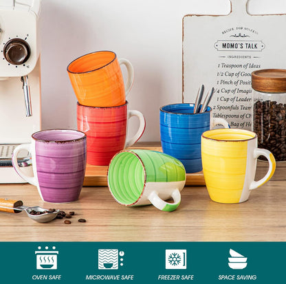 vancasso Bonita - Juego de 6 tazas de café de 12 onzas, tazas de café de cerámica para capuchino, café con leche, té, cacao