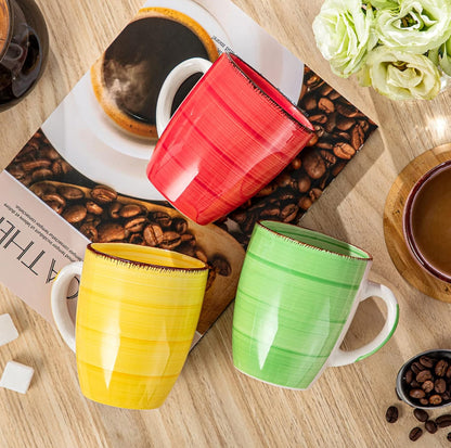 vancasso Bonita - Juego de 6 tazas de café de 12 onzas, tazas de café de cerámica para capuchino, café con leche, té, cacao