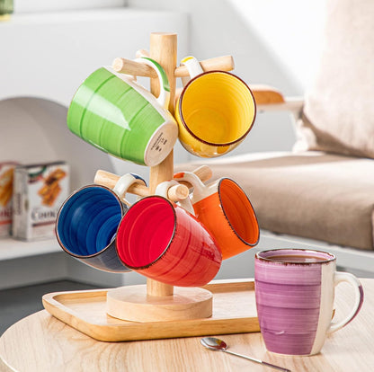 vancasso Bonita - Juego de 6 tazas de café de 12 onzas, tazas de café de cerámica para capuchino, café con leche, té, cacao