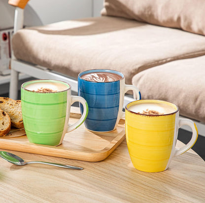 vancasso Bonita - Juego de 6 tazas de café de 12 onzas, tazas de café de cerámica para capuchino, café con leche, té, cacao