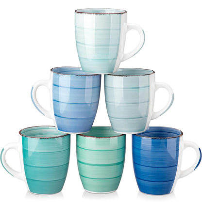 vancasso Bonita - Juego de 6 tazas de café de 12 onzas, tazas de café de cerámica para capuchino, café con leche, té, cacao