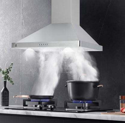 Campana extractora de 30 pulgadas, rejillas de ventilación para campana de cocina de acero inoxidable, 400 CFM 