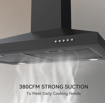 Hermitlux Campana extractora de 30 pulgadas, campana de ventilación de montaje en pared para cocina con filtro de carbón 