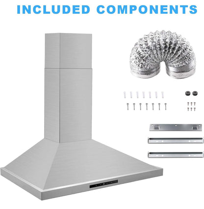 Campana extractora de 30 pulgadas, campanas de ventilación de acero inoxidable de 30 pulgadas, 450 CFM 