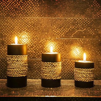 IYARA CRAFT Juego de 3 portavelas decorativas Tealight con vandeja para velas 