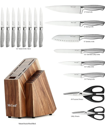 McCook® Juego de cuchillos de cocina de acero inoxidable alemán 