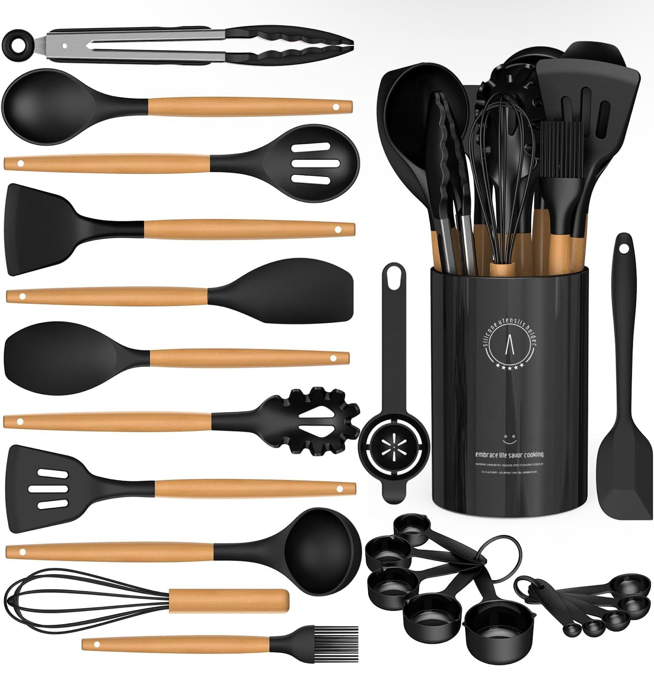 Juego de utensilios de cocina de silicona. 
