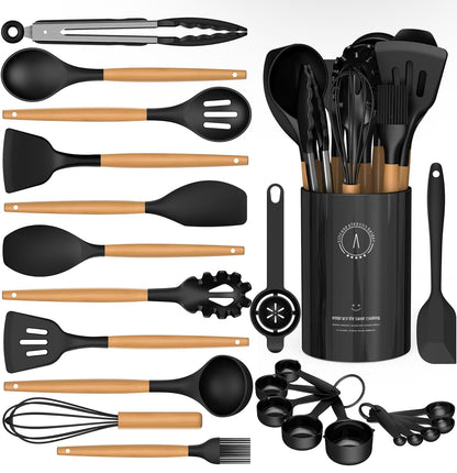 Juego de utensilios de cocina de silicona. 