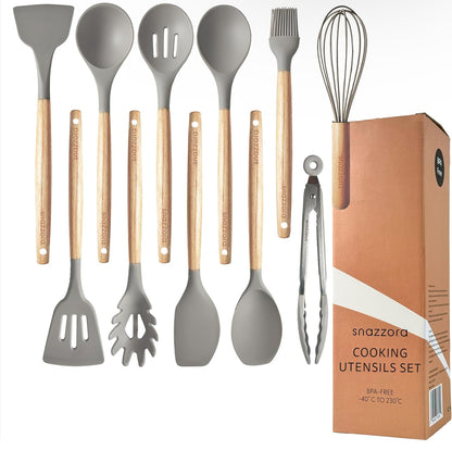 Juego de utensilios de silicona para cocina, 11 piezas resistentes al calor 446°F 