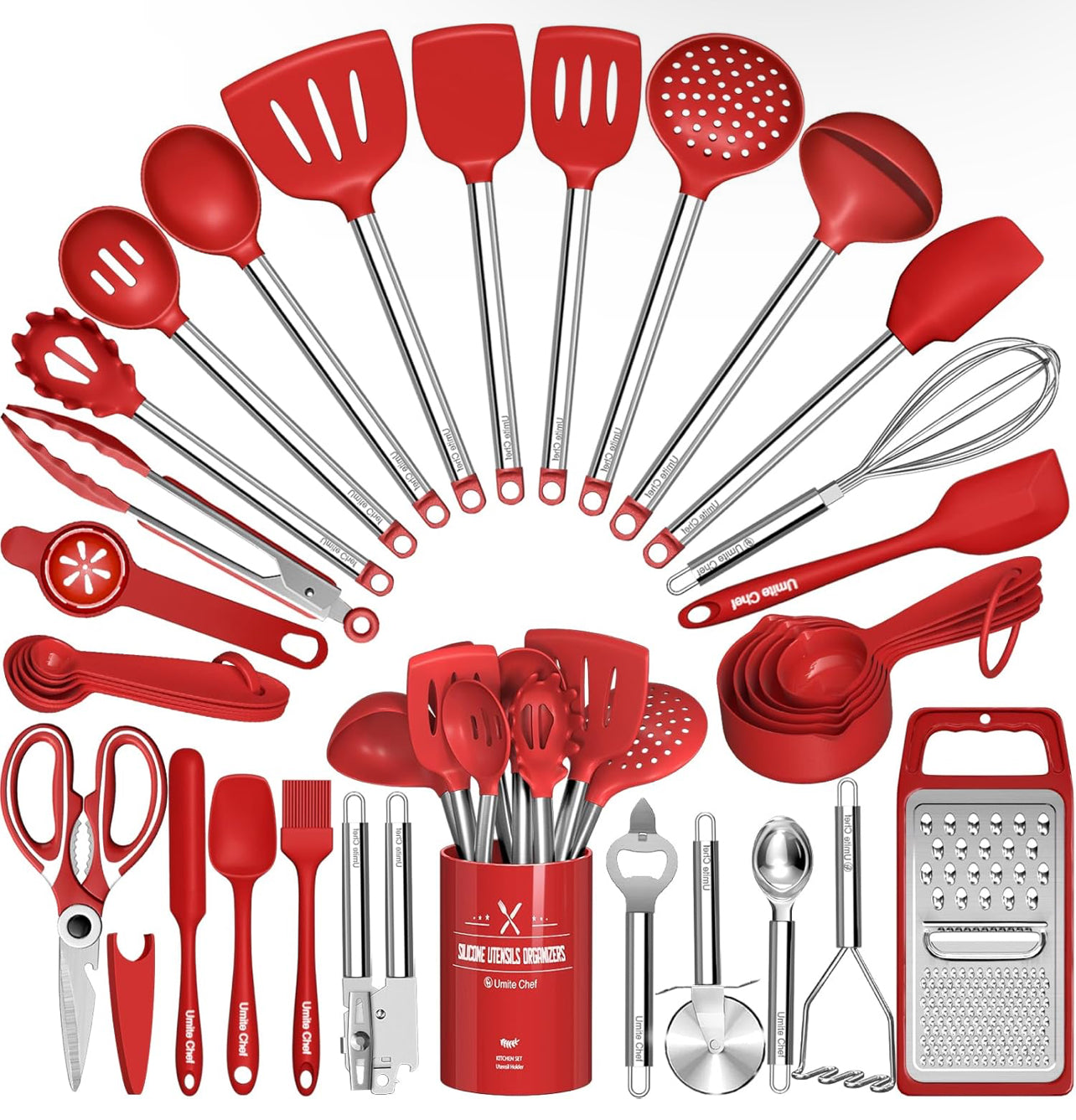 Umite Chef - Juego de utensilios de cocina de silicona, 34 piezas. 