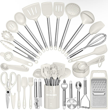 Umite Chef - Juego de utensilios de cocina de silicona, 34 piezas. 