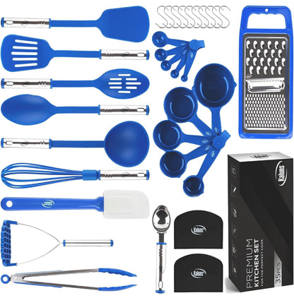 Juego de utensilios de cocina de 35 piezas, antiadherentes y resistentes al calor. 