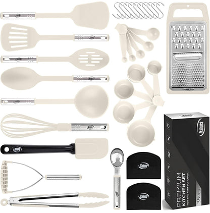 Juego de utensilios de cocina de 35 piezas, antiadherentes y resistentes al calor. 