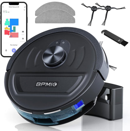 BPMIO Combo de aspiradora y trapeador robot inteligente, potente succión de 5500 