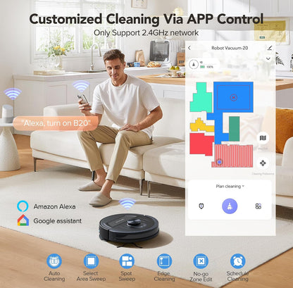 BPMIO Combo de aspiradora y trapeador robot inteligente, potente succión de 5500 