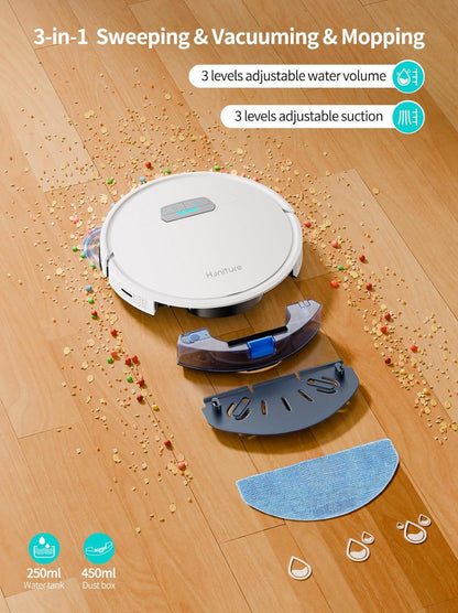 HONITURE Robot aspirador y trapeador, succión fuerte de 4000 pa, robot aspirador G20 