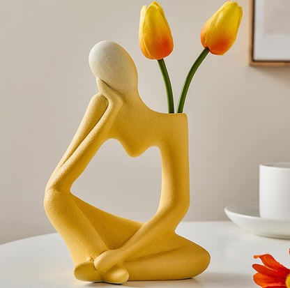 Florero de cerámica blanco para decoración del hogar, estilo moderno. 