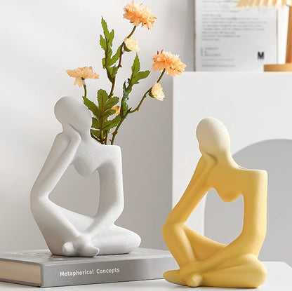 Florero de cerámica blanco para decoración del hogar, estilo moderno. 