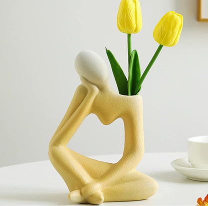 Florero de cerámica blanco para decoración del hogar, estilo moderno. 