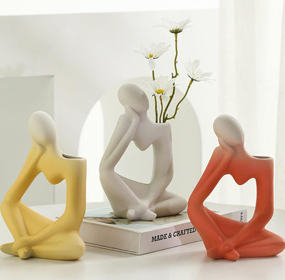 Florero de cerámica blanco para decoración del hogar, estilo moderno. 