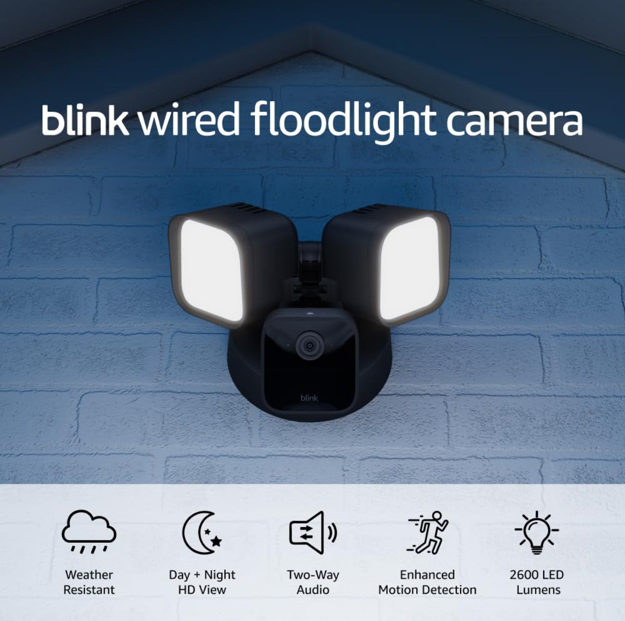 Cámara Blink Wired Floodlight – Cámara de seguridad inteligente, 2600 lúmenes 