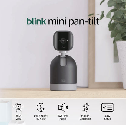 Cámara Blink Mini con panel e inclinación (modelo más reciente) 