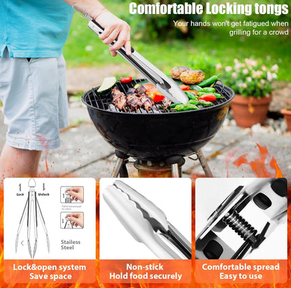 Juego de 31 accesorios para parrilla de barbacoa de acero inoxidable para hombres y papá. 