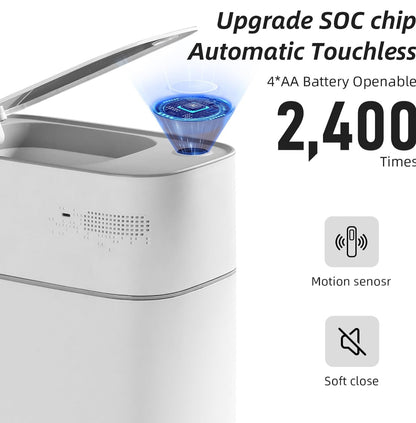 Botes de basura pequeños para baño con tapas, cubo de basura de baño con sensor de movimiento 