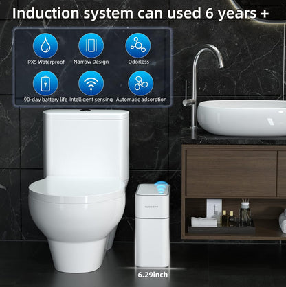Botes de basura pequeños para baño con tapas, cubo de basura de baño con sensor de movimiento 