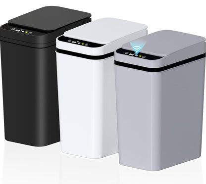 Paquete de 3 cubos de basura pequeños para baño con tapa, 2.2 galones, sin contacto, automático 