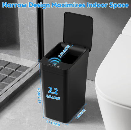 KOEYLE - Basurero de baño con tapa, paquete de 2 cubos de basura automáticos sin contacto de 2.2 galones