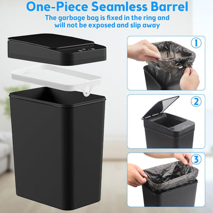 KOEYLE - Basurero de baño con tapa, paquete de 2 cubos de basura automáticos sin contacto de 2.2 galones