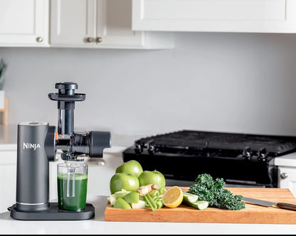 Ninja JC151 NeverClog - Extractor de prensado en frío de jugos, potente exprimidor lento eléctrico con control total de pulpa