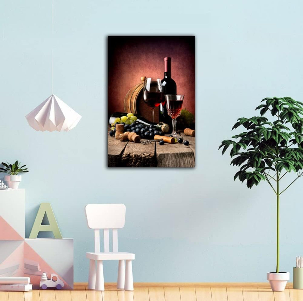 QUNYAAE Póster de vino y uvas, decoración de cocina, lienzo artístico, póster artístico y arte de pared, póster moderno para decoración