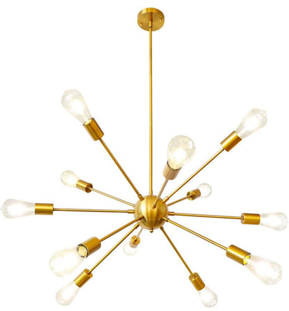 Sputnik - Candelabro industrial moderno E26 dorado, lámpara de techo de mediados de siglo para sala de estar, cocina, dormitorio, comedor 