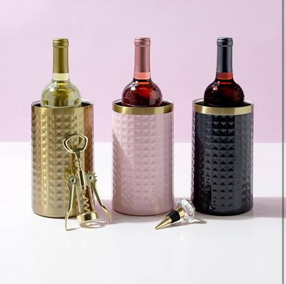 Paris Hilton Juego de enfriadores de botellas de vino, enfriador de doble pared aislado, sacacorchos