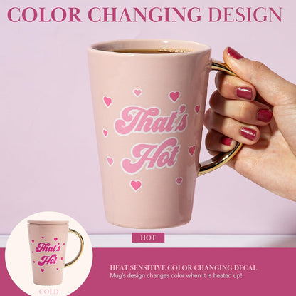 Paris Hilton Juego de calentador eléctrico de taza, calentador eléctrico de tazas de gravedad con taza de café de cerámica de 14 onzas con tapa