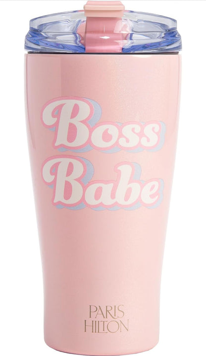 Paris Hilton Boss Babe - Vaso de agua aislado a prueba de fugas, tapa abatible
