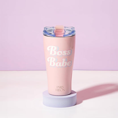 Paris Hilton Boss Babe - Vaso de agua aislado a prueba de fugas, tapa abatible