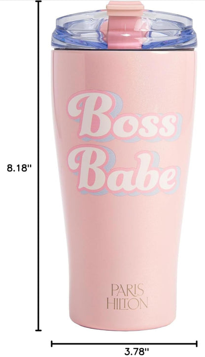 Paris Hilton Boss Babe - Vaso de agua aislado a prueba de fugas, tapa abatible