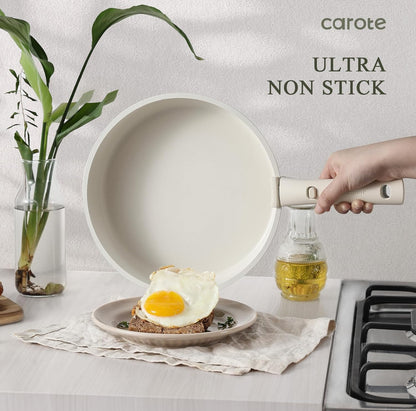 CAROTE Juego de 23 ollas y sartenes antiadherentes, juego de utensilios de cocina, apto para horno 