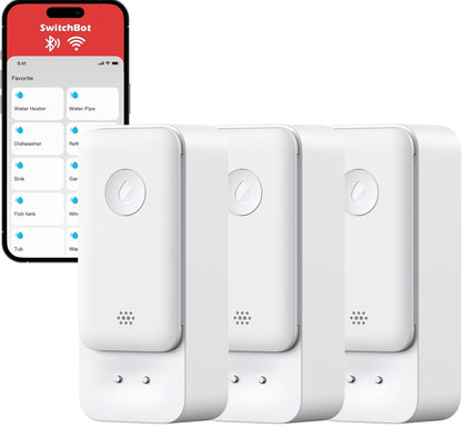 SwitchBot Paquete de 3 sensores de agua WiFi, detector inteligente de fugas de agua