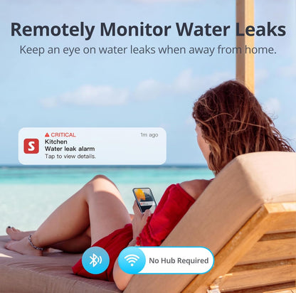 SwitchBot Paquete de 3 sensores de agua WiFi, detector inteligente de fugas de agua